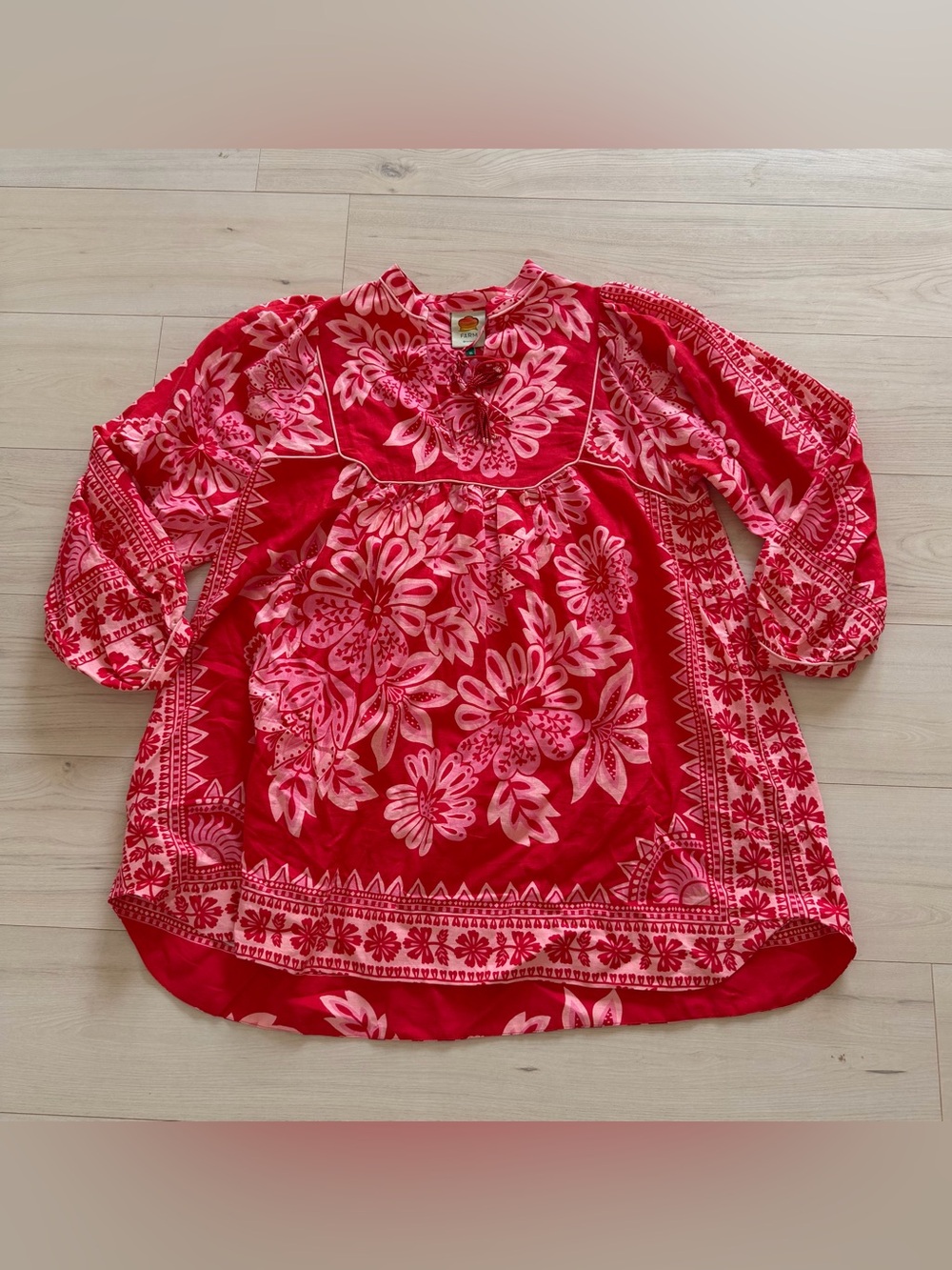 FARM Rio Red and Pink Floral Mini Dress